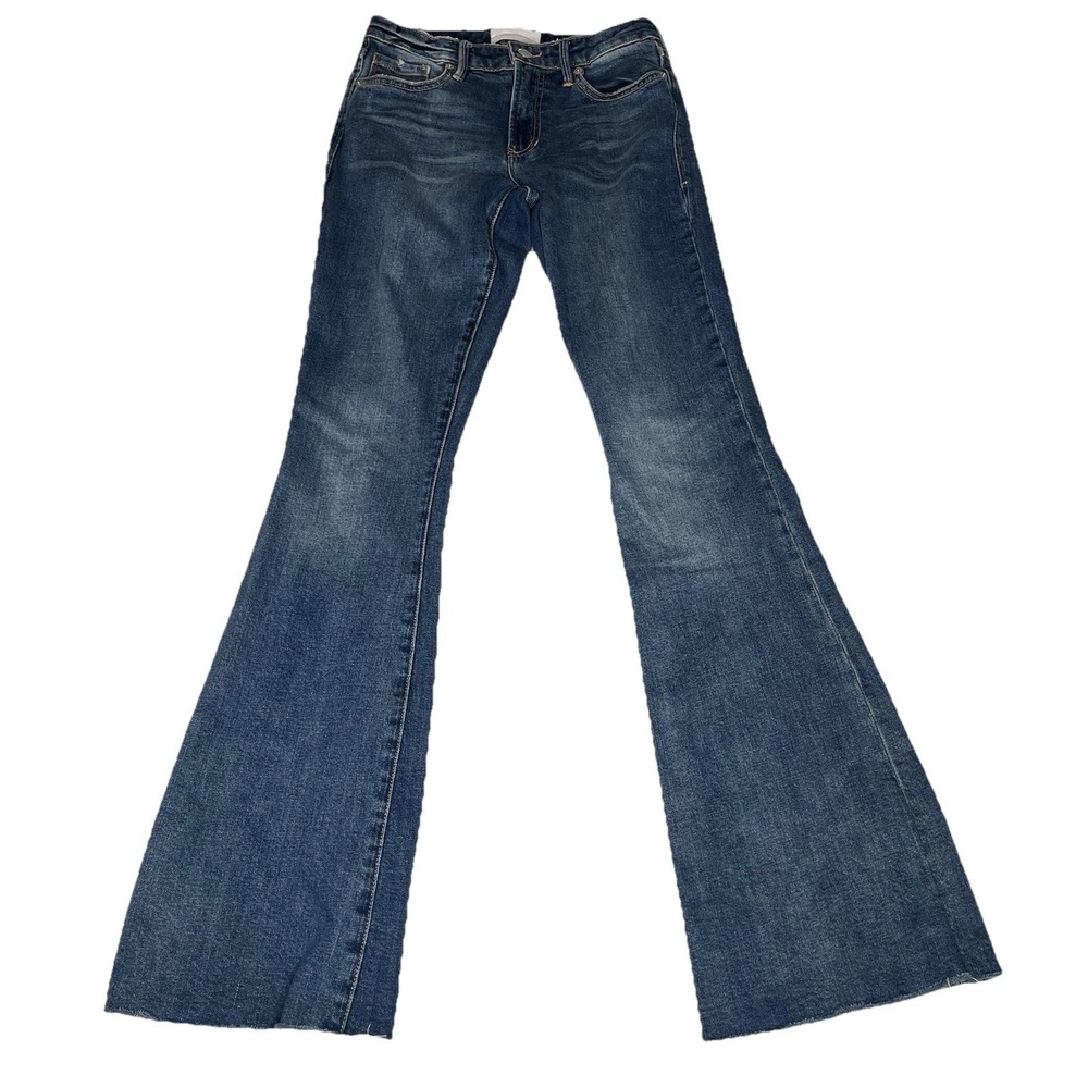 Dear John Jeans Women 26 Rosa Flare Mid Rise Stretch Denim 27x33 Frayed Hem‎